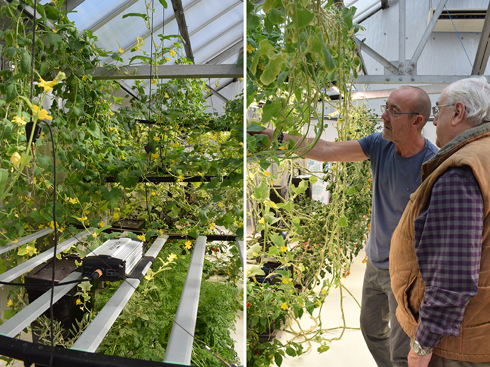 Medwyn Williams MBE (right) takes his first tour of the AutoPot R&D room accompanied by AutoPot MD Jason Ralph-Smith